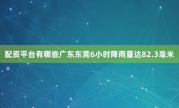 配资平台有哪些广东东莞6小时降雨量达82.3毫米